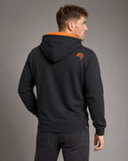 TU-144 ― Herren Unisex Bicolor Hoodie mit Kontrastkapuze – Black / Orange