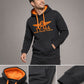 TU-144 ― Herren Unisex Bicolor Hoodie mit Kontrastkapuze – Black / Orange
