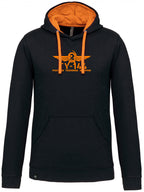 TU-144 ― Herren Unisex Bicolor Hoodie mit Kontrastkapuze – Black / Orange