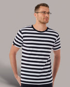 MTS M109 – Soft Unisex Stripy Organic Cotton T-Shirt - Black / Red