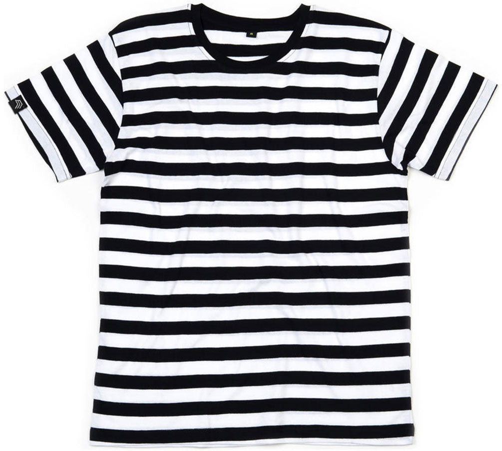 MTS M109 ― Weiches Unisex Stripy Bio-Baumwolle T-Shirt - Schwarz / Weiß