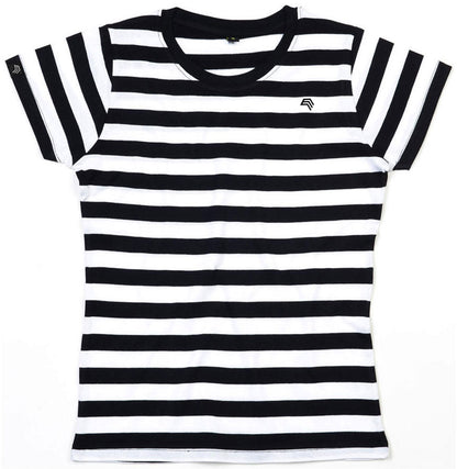 MTS M110 ― Weiches Damen Stripy Bio-Baumwolle T-Shirt - Schwarz / Weiß