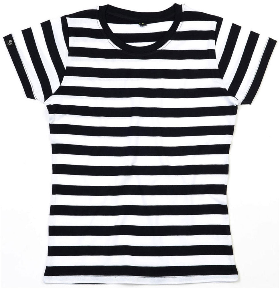 MTS M110 ― Weiches Damen Stripy Bio-Baumwolle T-Shirt - Schwarz / Weiß
