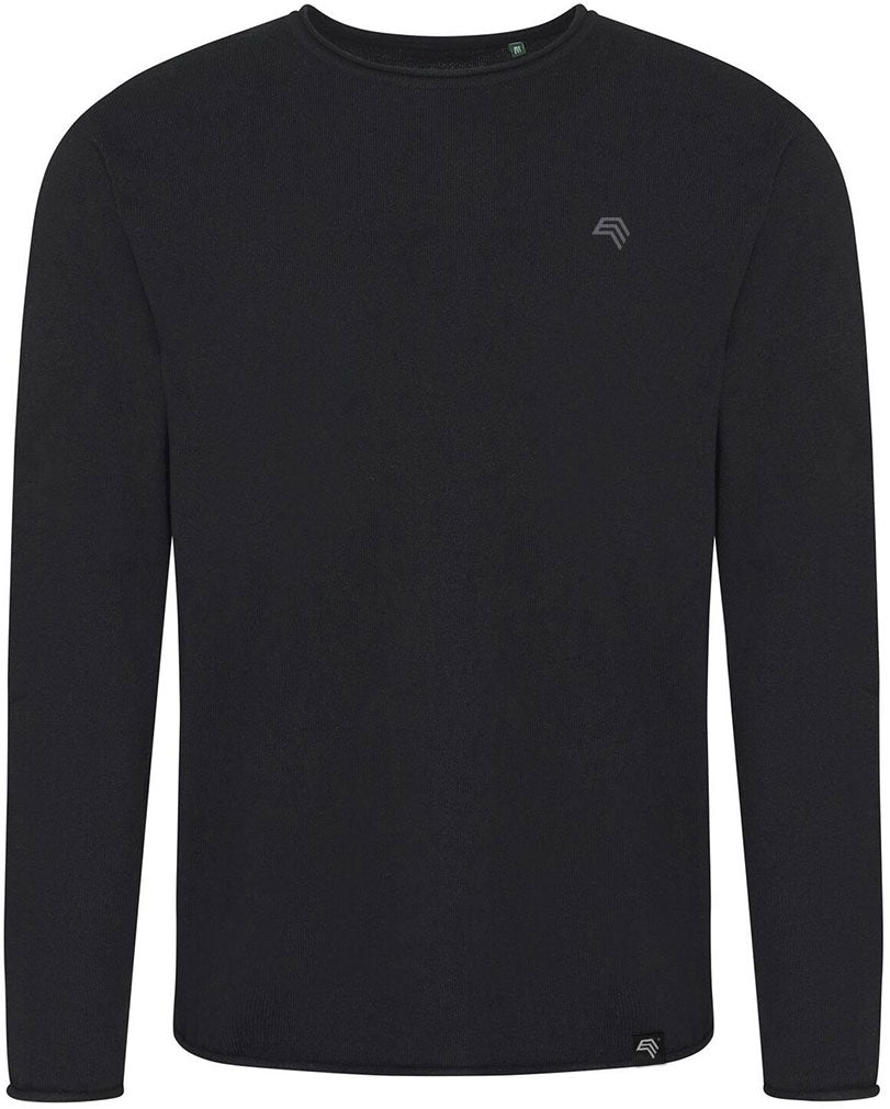 ECL 0060 ― Recycled fine-knit sweater made from reclaimed cotton - Black