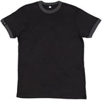 ― % ― MTS M175 ― Peach Finish Retro Ringer Bio-Baumwolle T-Shirt - Schwarz / Grau / L / XL