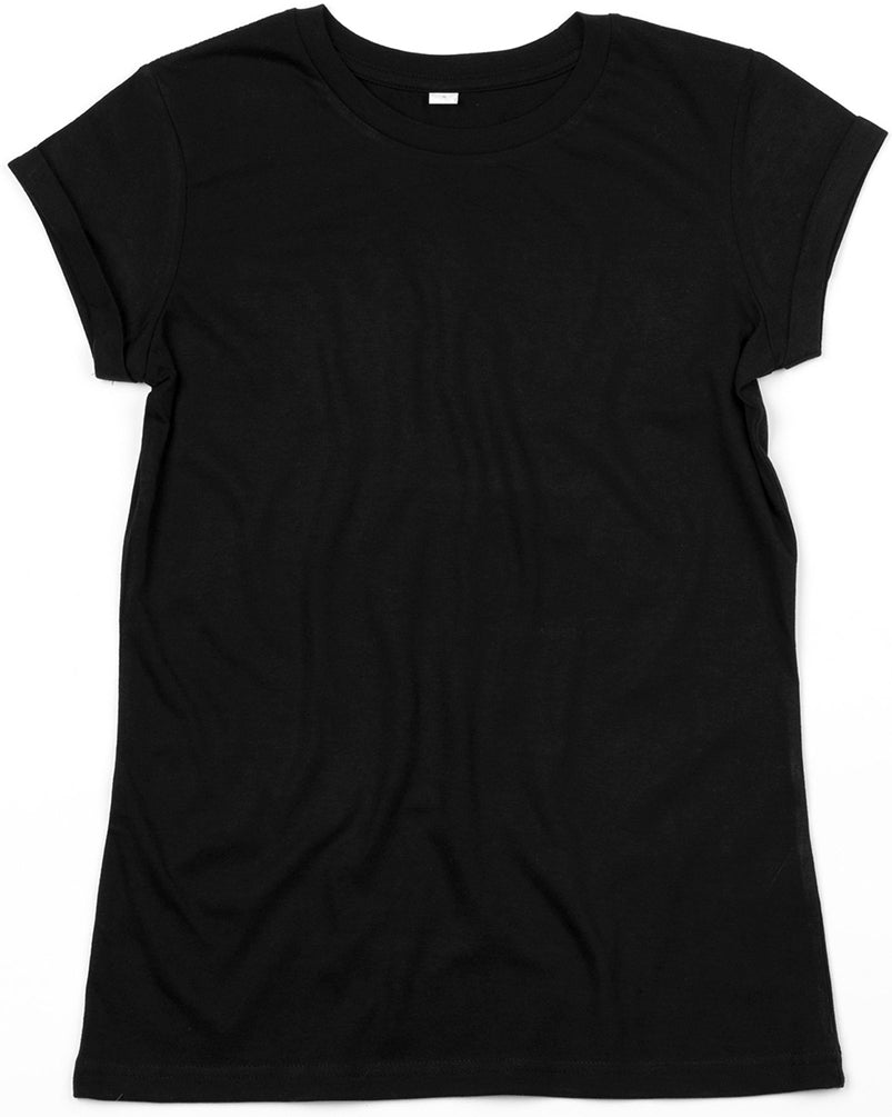 MTS M081 ― Damen Bio-Baumwolle Roll Sleeve T-Shirt - Schwarz