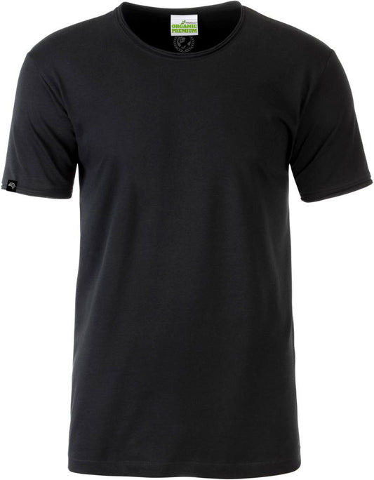 ― % ― JAN 8002 ― Herren Bio-Baumwolle Rollsaum T-Shirt - Schwarz [XL]