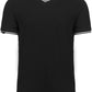 KRB K374 ― Bi-color Piqué-Trikot V-Neck T-Shirt - Schwarz / Grau / Weiß