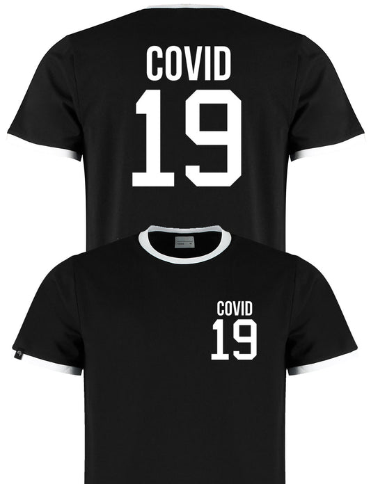 KKT K508 ― Covid 19 ― Fashion Ringer Contrast T-Shirt Trikot - Schwarz / Weiß