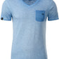 Auslaufartikel ― JAN 8016 ― Herren Bio-Baumwolle V-Neck Flammgarn T-Shirt - Horizon Blau