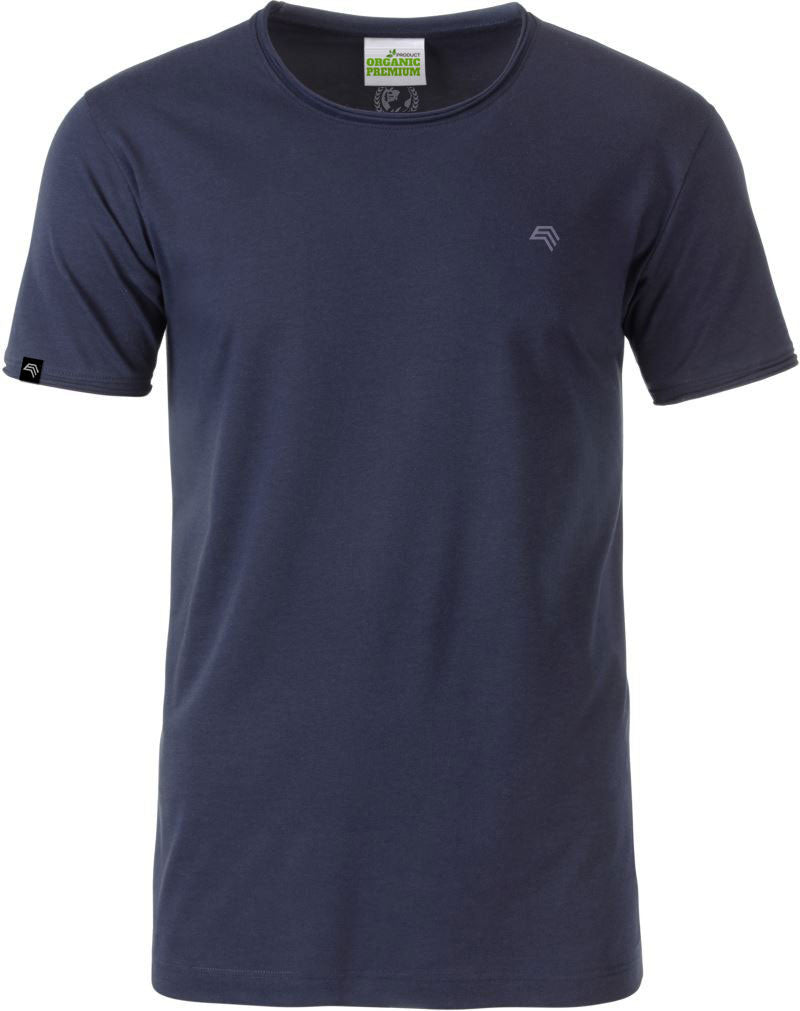 JAN 8002 ― Herren Bio-Baumwolle Rollsaum T-Shirt - Navy Blau