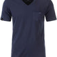 ― % ― JAN 8004/ ― Bio-Baumwolle V-Neck T-Shirt mit Brusttasche - Navy Blau [3XL]