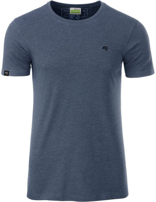 JAN 8008 ― Herren Bio-Baumwolle T-Shirt - Melange Denim Blau