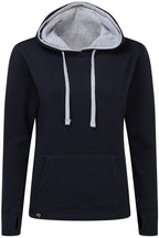 ― % ― SGZ SG24F/ ― Women's Contrast Hoodie with MP3 Player Pocket - Navy Blue / Grey [S]