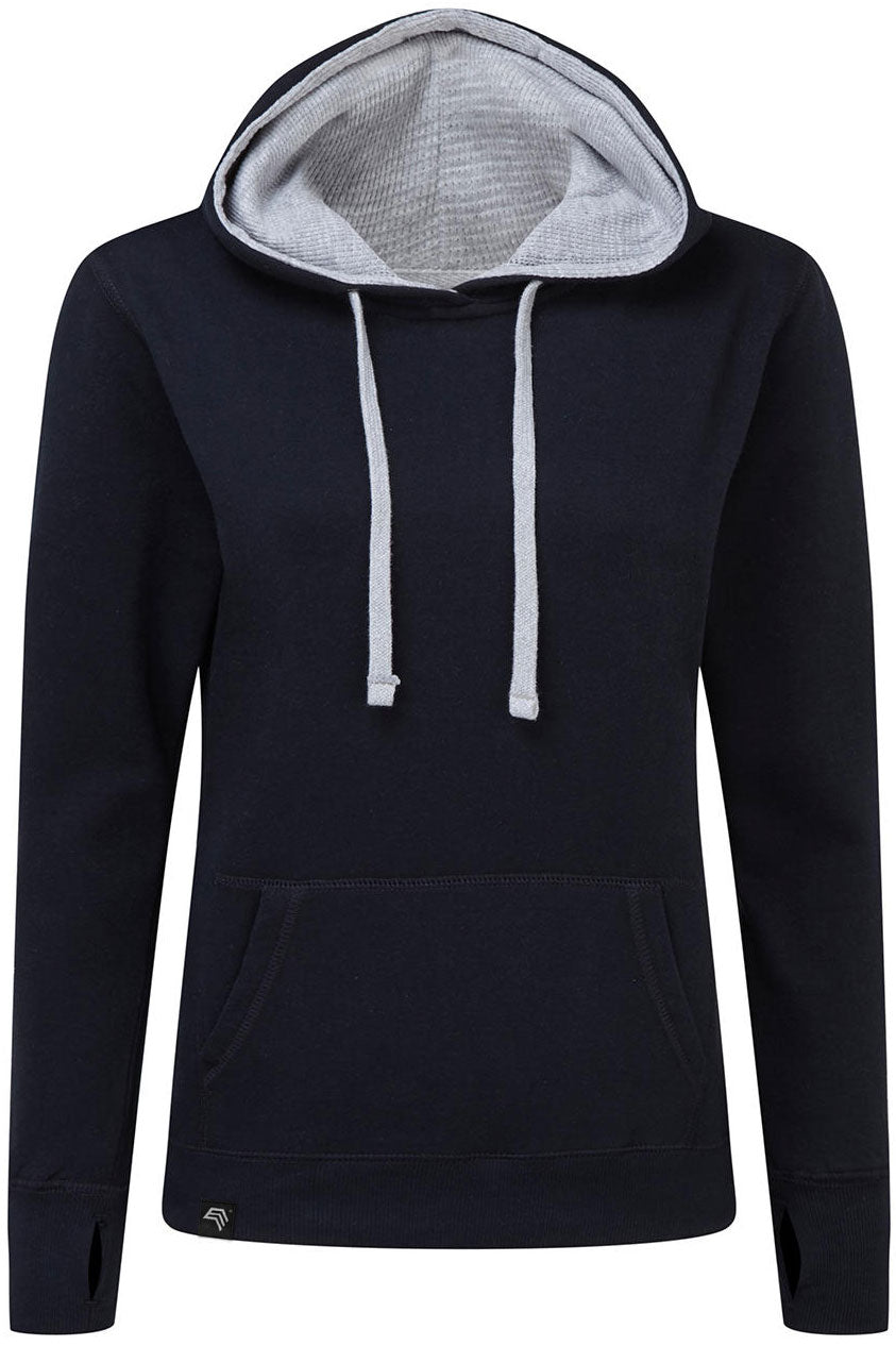 ― % ― SGZ SG24F/ ― Women's Contrast Hoodie mit MP3-Player-Fach - Navy Blau / Grau [S]