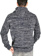 ― % ― ECL 0080 ― Nachhaltig gestrickter Unisex Kapuzenpullover aus regenerierter Baumwolle - Melange Navy Blau / Weiß / M