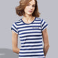 MTS M110/0041 ― Weiches Damen Stripy Bio-Baumwolle T-Shirt - Navy Blau / Weiß