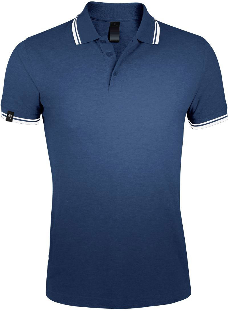 SLS 0577 ― Kontraststreifen Polo Shirt - French Blau / Weiß