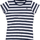 MTS M110 ― Weiches Damen Stripy Bio-Baumwolle T-Shirt - Navy Blau / Weiß