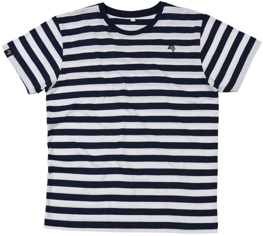 MTS M109 ― Weiches Unisex Stripy Bio-Baumwolle T-Shirt - Navy Blau / Weiß