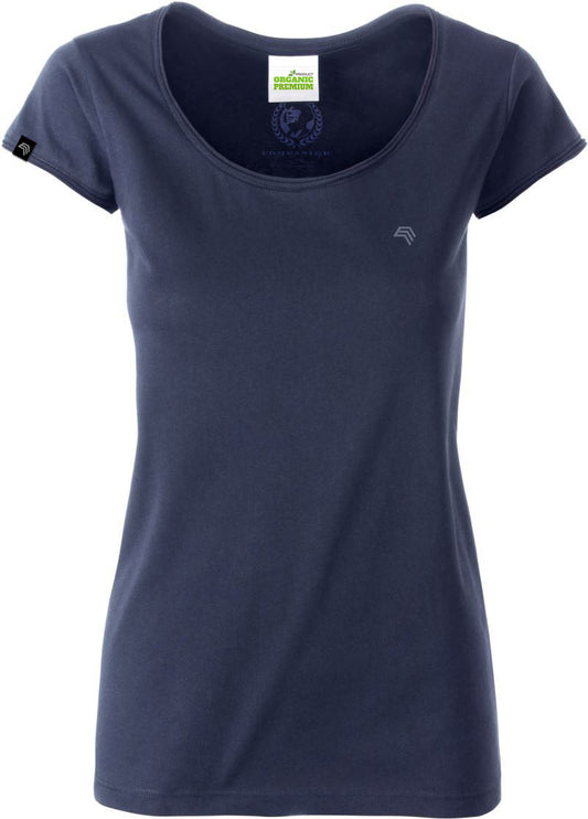 ― % ― JAN 8001/ ― Damen Bio-Baumwolle Rollsaum T-Shirt - Navy Blau [XL]