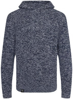 ― % ― ECL 0080 ― Nachhaltig gestrickter Unisex Kapuzenpullover aus regenerierter Baumwolle - Melange Navy Blau / Weiß / M