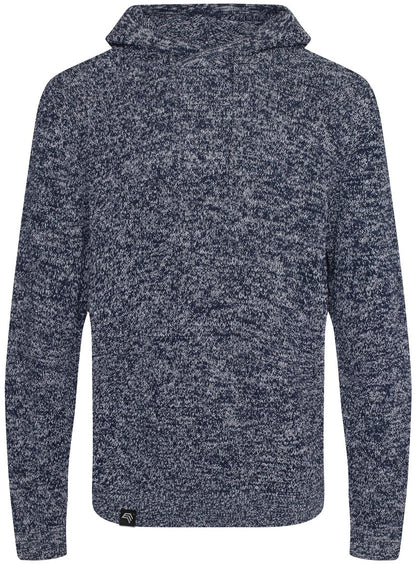 ― % ― ECL 0080/ ― Nachhaltig gestrickter Unisex Kapuzenpullover aus regenerierter Baumwolle - Melange Navy Blau / Grau [M]