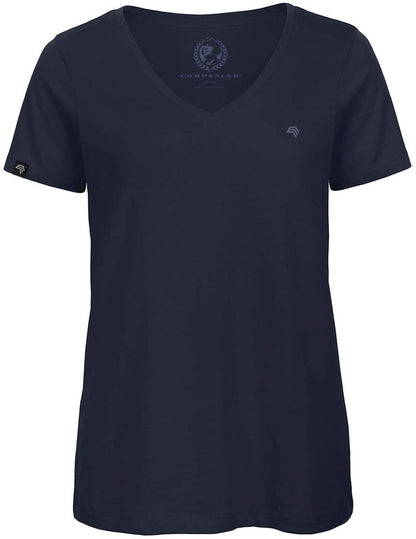 ― % ― BAC TW045/ ― Damen Bio-Baumwolle V-Neck T-Shirt - Navy Blau [2XL]