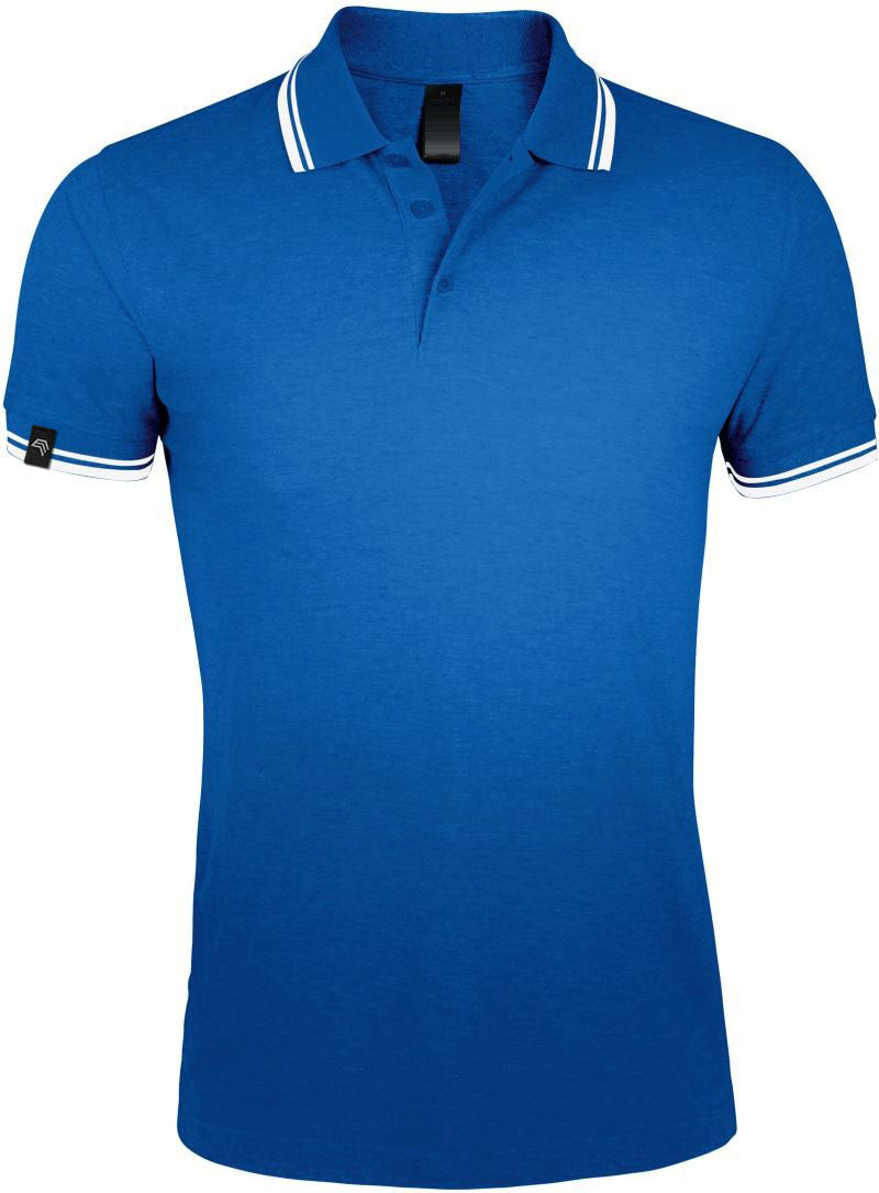 SLS 0577 ― Kontraststreifen Polo Shirt - Royal Blau / Weiß