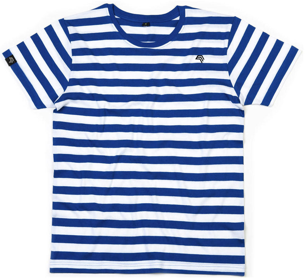 MTS M109 ― Weiches Unisex Stripy Bio-Baumwolle T-Shirt - Blau / Weiß