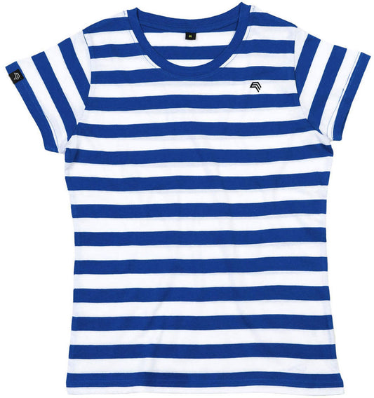 MTS M110 ― Weiches Damen Stripy Bio-Baumwolle T-Shirt - Blau / Weiß