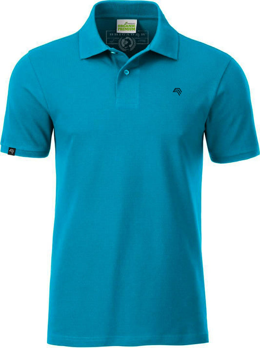 ― % ― JAN 8010/ ― Men's Bio-Baumwolle Polo Shirt - Türkis Blau Turquoise [L]