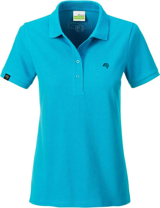 ― % ― JAN 8009/ ― Damen Bio-Baumwolle Polo Shirt - Türkis Blau [L]
