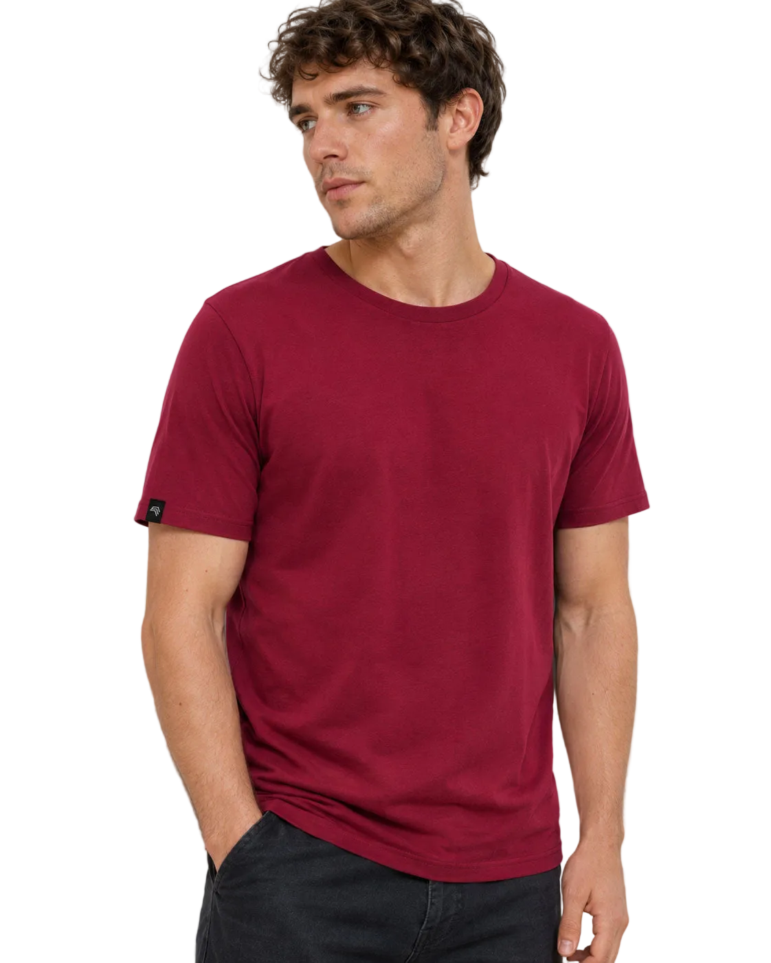 ― % ― JAN 8008 ― Herren Bio-Baumwolle T-Shirt - Bordeaux Rot Braun [L]