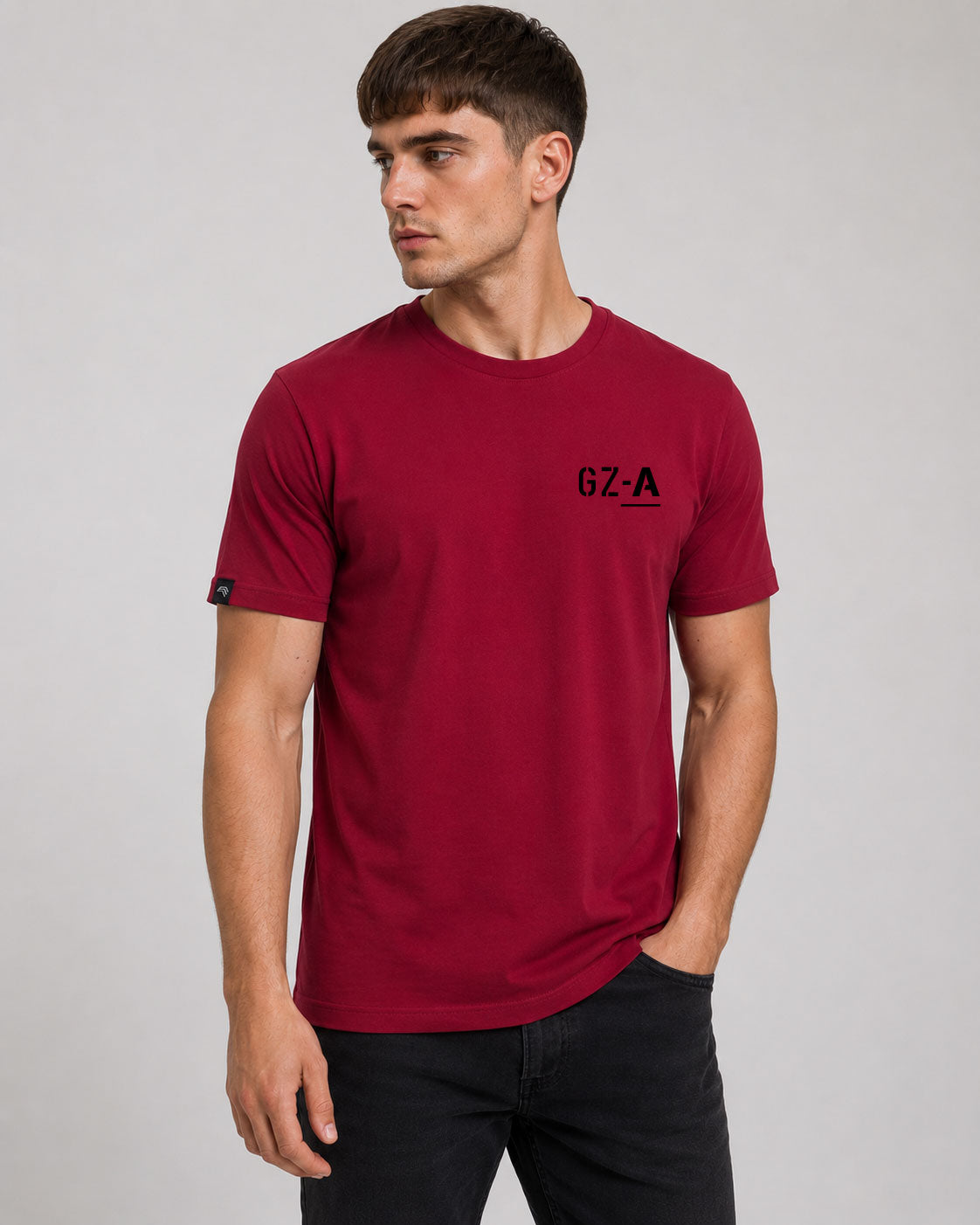 ----- Sold ― % ― Men's Organic Cotton T-Shirt – Bordeaux Red Brown [S] JAN 8008/C/GZ-A