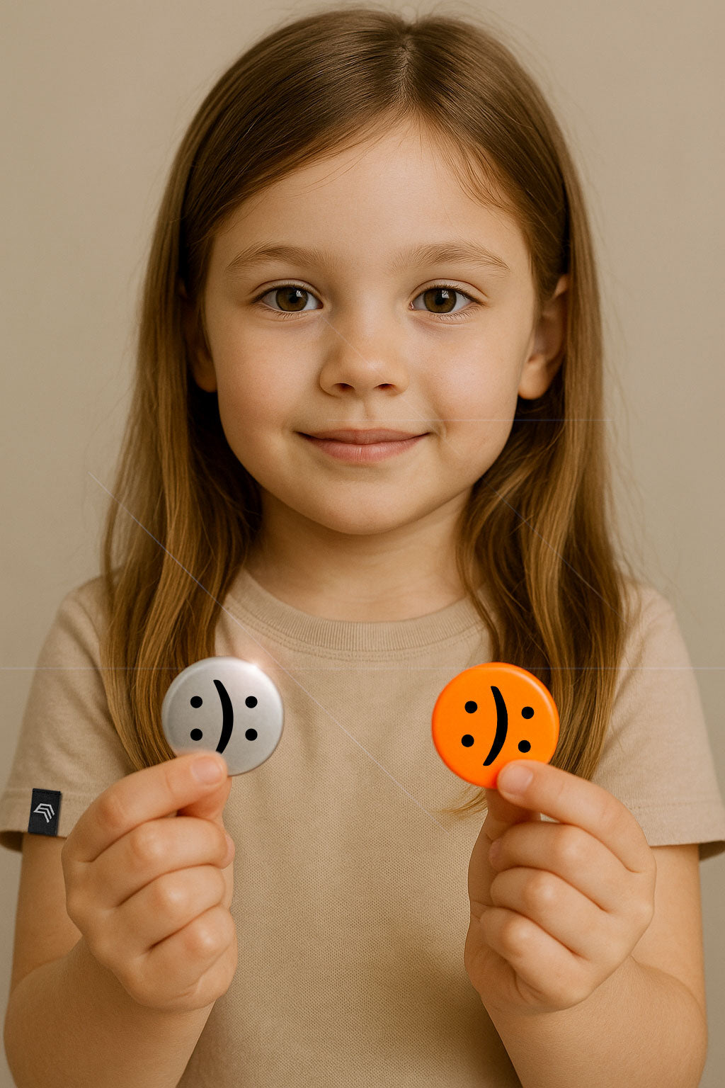 ― % ― Happy? Or Sad? ― GESCHENK SET ― Unisex Mens T-Shirt + Bag + Buttons + Stickers + Karton