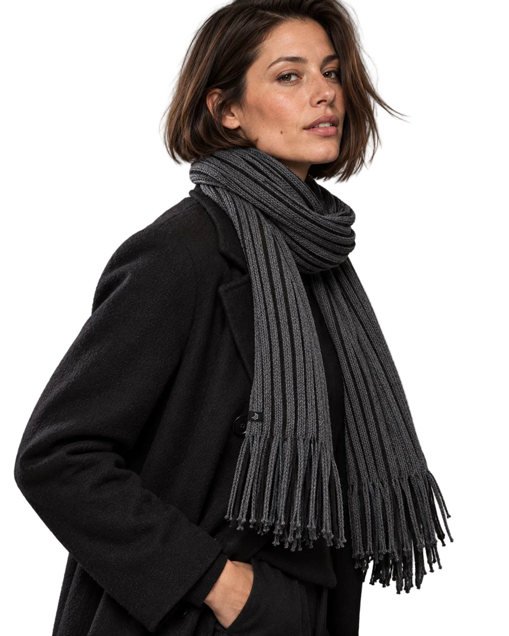 CHB 9798 ― Strickschal mit markantem Zweifarb-Rippdesign