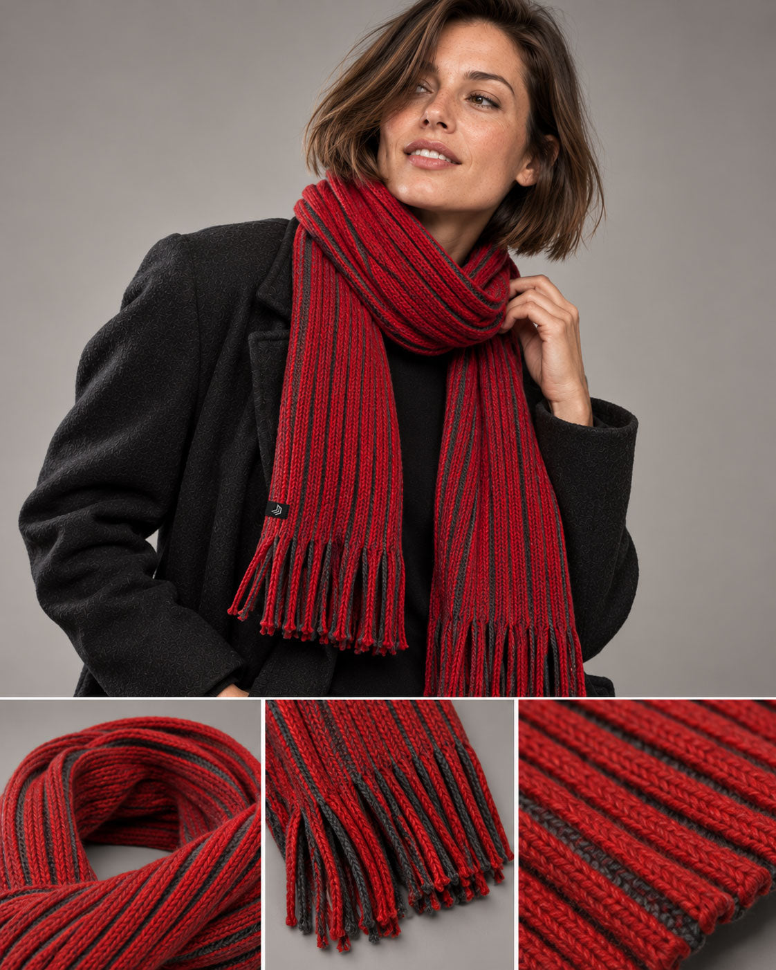 CHB 9798 ― Strickschal mit markantem Zweifarb-Rippdesign