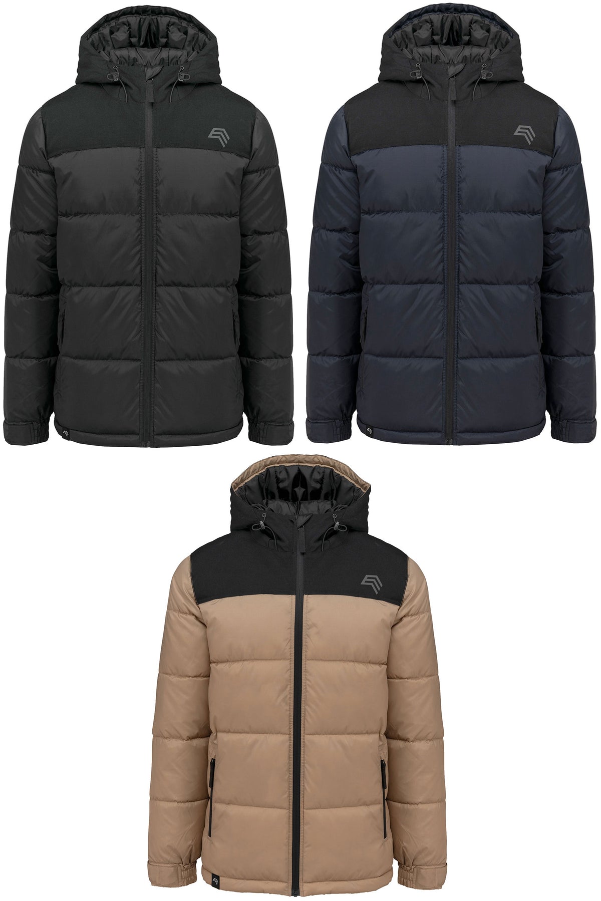 KRB 6163 ― Unisex Steppparka mit Kapuze - Sand Beige / Schwarz