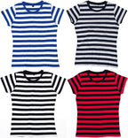 MTS M110 ― Weiches Damen Stripy Bio-Baumwolle T-Shirt - Blau / Weiß