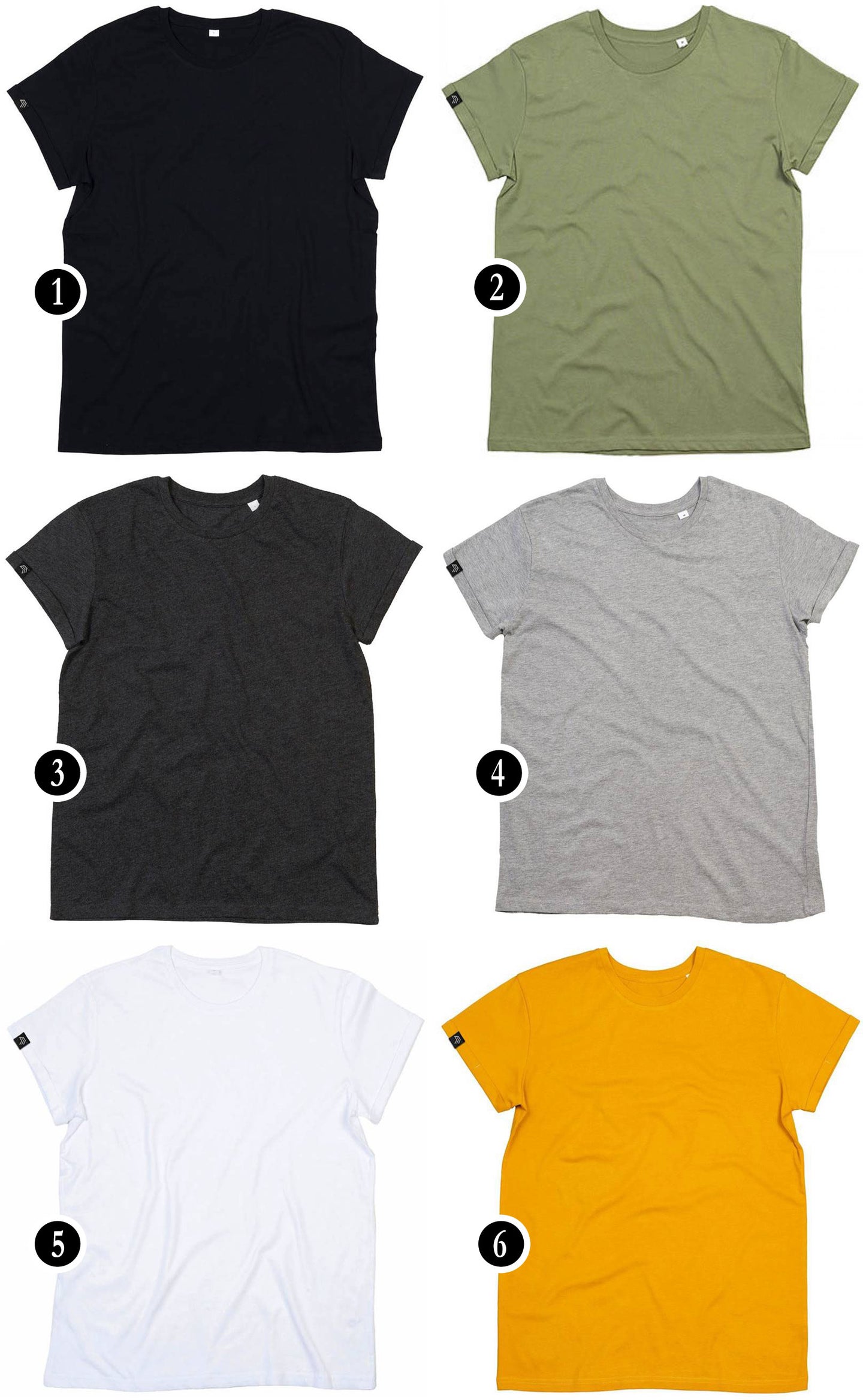 MTS M080 ― Unisex Bio-Baumwolle Roll Sleeve T-Shirt - Schwarz