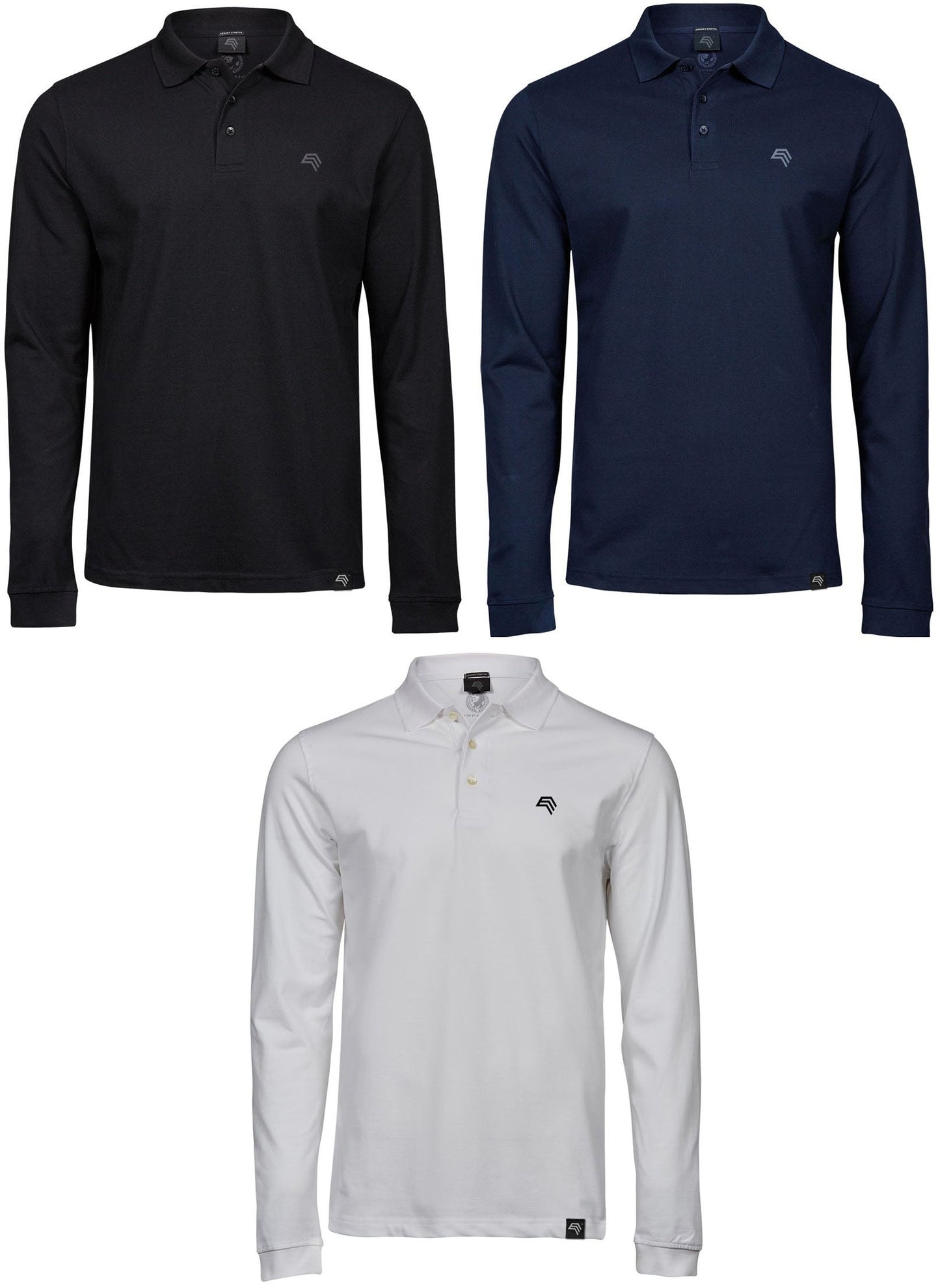 TJS 1406 ― Luxury Longsleeve Stretch Polo Shirt - Schwarz