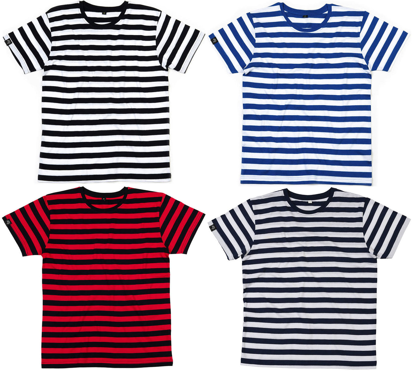 MTS M109 ― Weiches Unisex Stripy Bio-Baumwolle T-Shirt - Schwarz / Rot