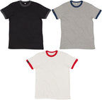 ― % ― MTS M175 ― Peach Finish Retro Ringer Bio-Baumwolle T-Shirt - Gray Melange / Blau / M / L
