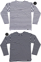 MTS M136 ― Weiches Unisex Bio-Baumwolle Longsleeve Sweatshirt gestreift - Navy Blau / Weiß