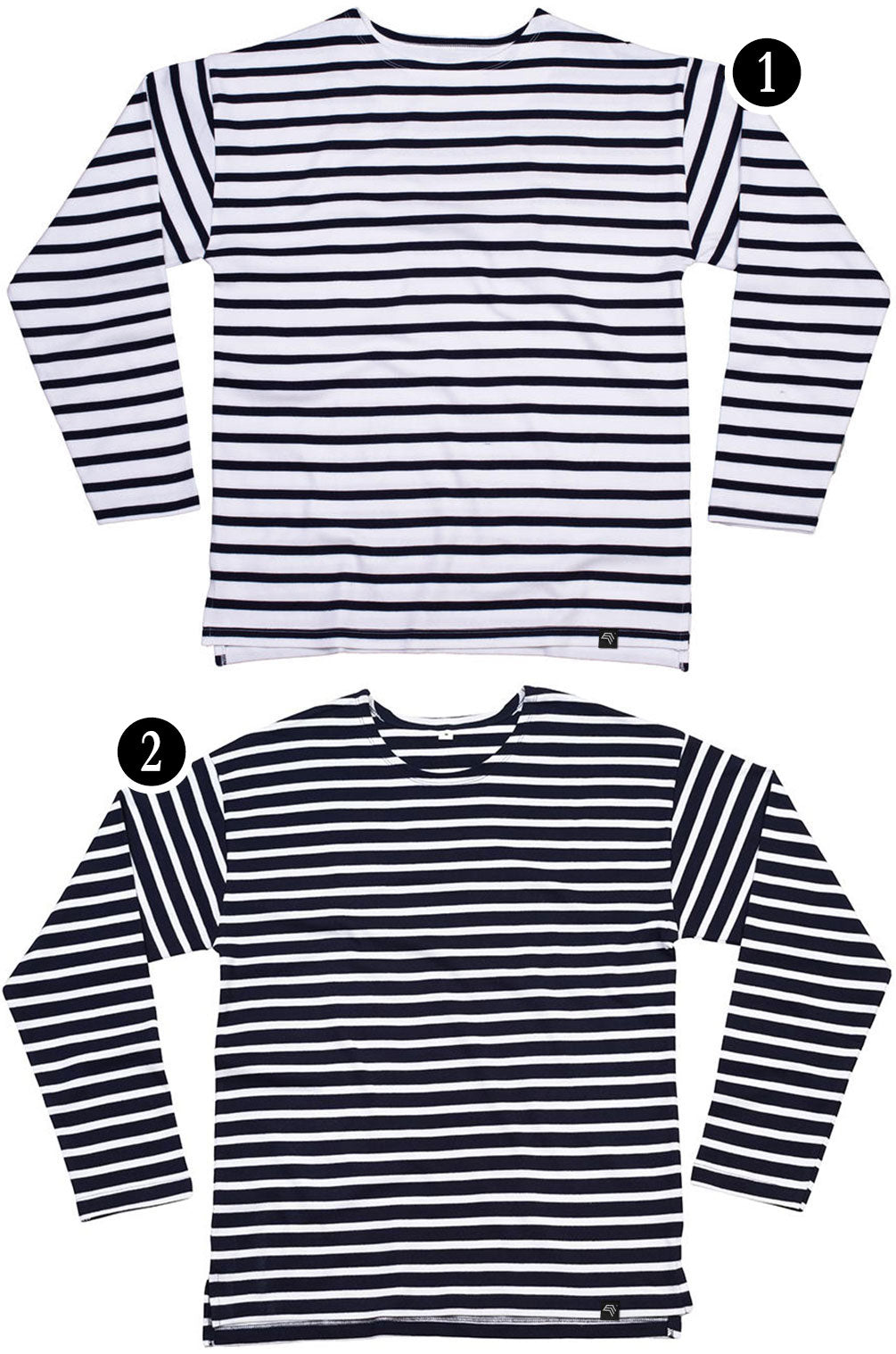 MTS M136 ― Weiches Unisex Bio-Baumwolle Longsleeve Sweatshirt gestreift - Navy Blau / Weiß