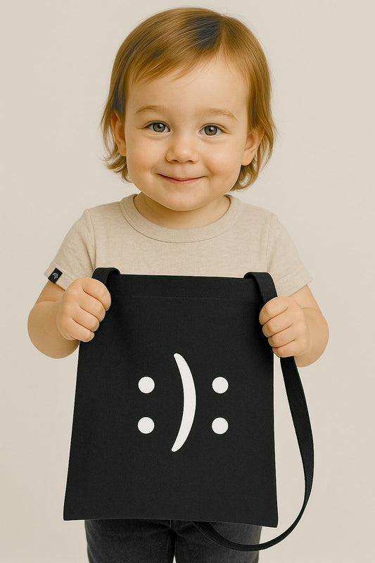 Happy? Or Sad? ― Tote Bag Stoffbeutel - Schwarz