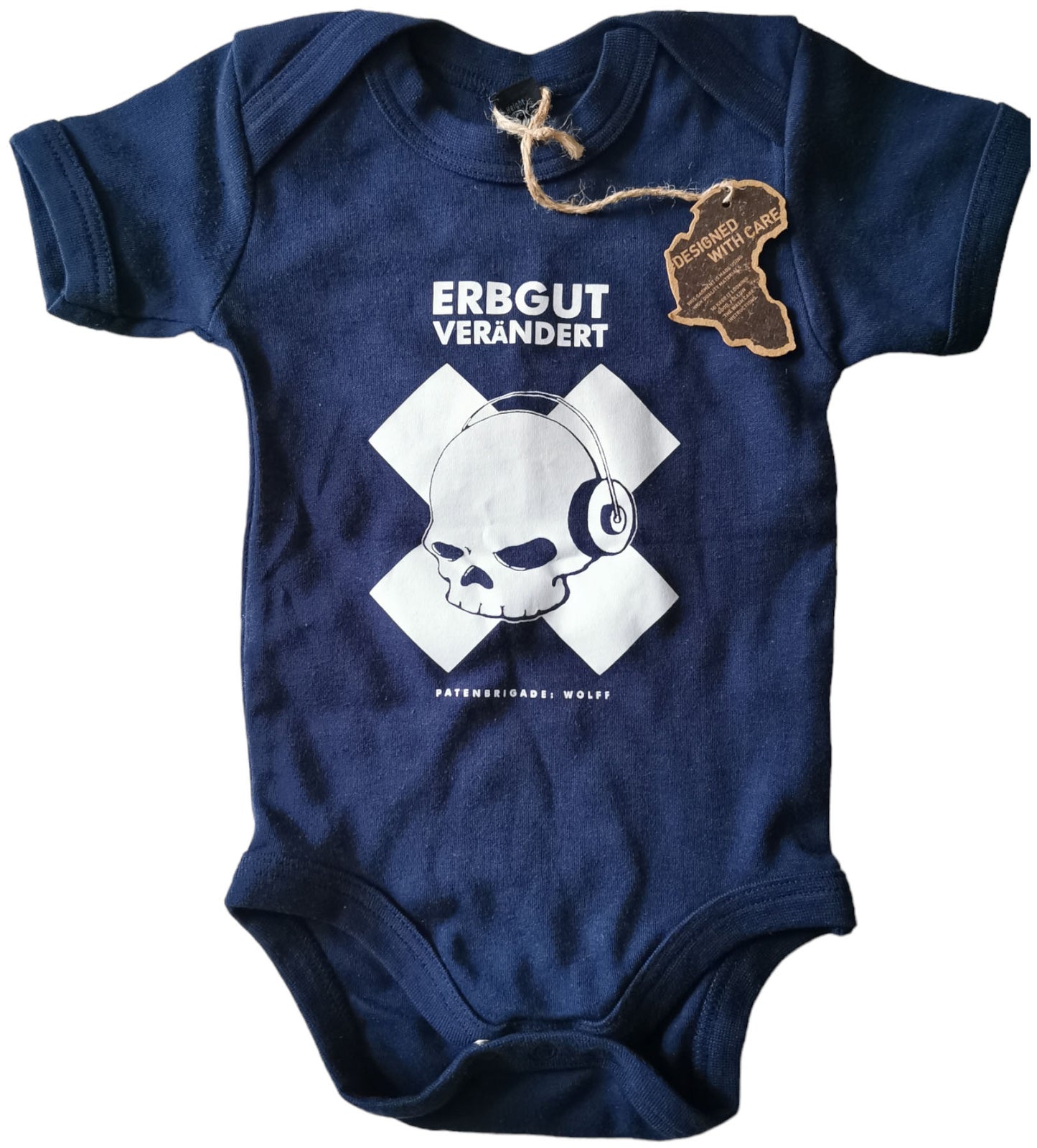 ― % ― Erbgutverändert Baby Strampler Body Suit T-Shirt Navy Blue Patenbrigade: Wolff