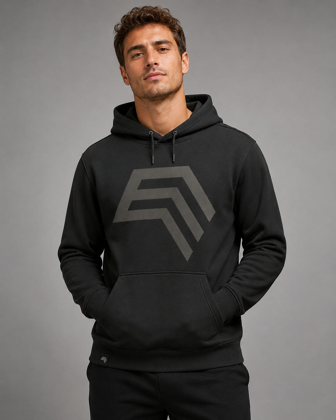 Essential Hoodie ― Herren Unisex COMPANIEER Logo Hoodie – Schwarz