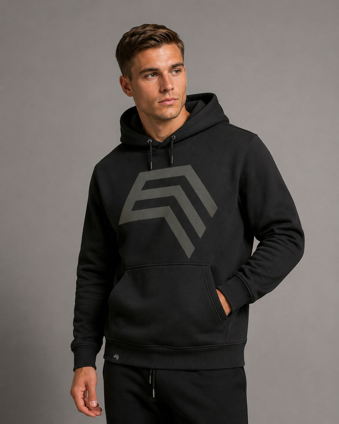 Essential Hoodie ― Herren Unisex COMPANIEER Logo Hoodie – Schwarz